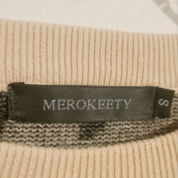 Merokeety | Women's Animal Print Balloon Sleeve Crewneck Sweater (Size Small) - Picture 3 of 11